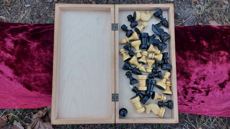 Small Rare Old Classic Soviet Chess Set 1970s, Chessboard 30x30cm, Old Wooden Chess, Old Chess, Game Board, Mind Game, USSR Gift, Chess