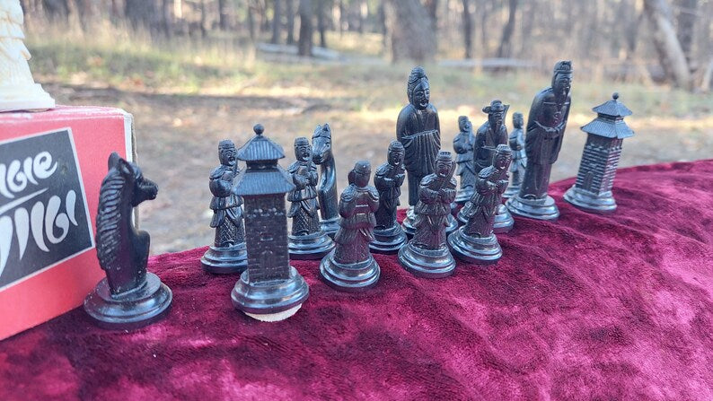 Antique vintage oriental style chess players // Very rare chess set // chess game, outdoor game, vintage chess, gift //
