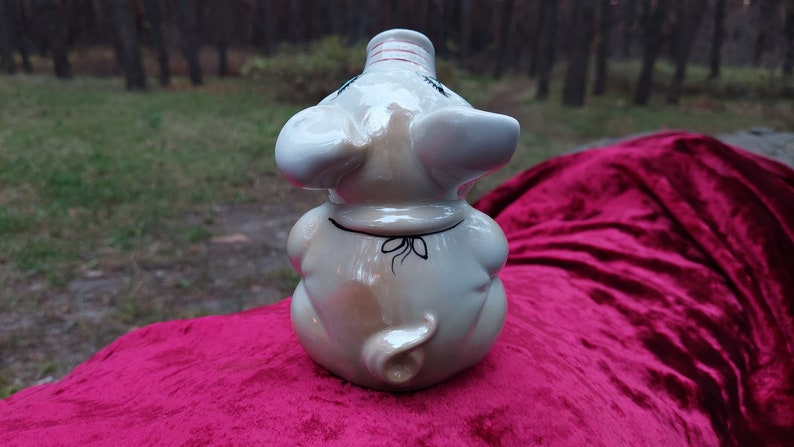 Porcelain figurine, pig napkin holder. Gorodnitsa USSR