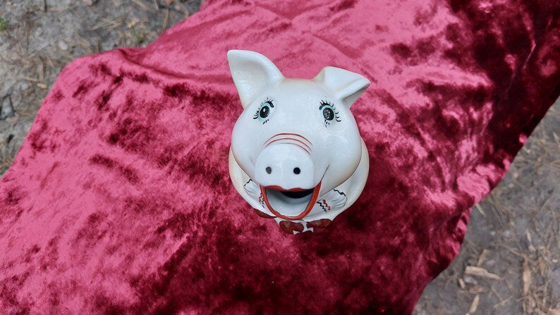 Porcelain figurine, pig napkin holder. Gorodnitsa USSR