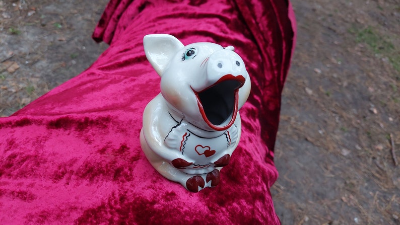 Porcelain figurine, pig napkin holder. Gorodnitsa USSR