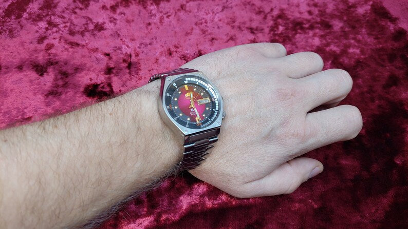 Japanese Watch Orient SK Sea King Crystal KD King Diver Red Dial Watch Served