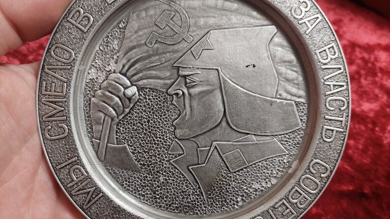 Camping sign ASHTRAY (let's boldly go into battle for the power of the Soviets)