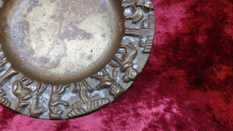 old vintage bronze plate