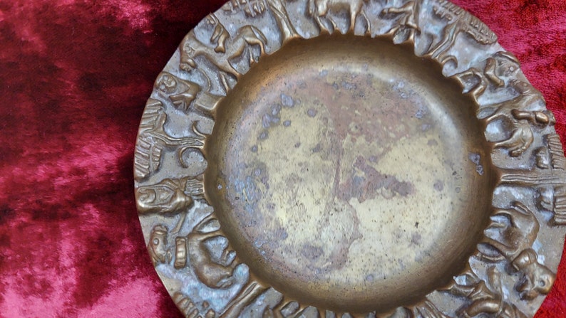 old vintage bronze plate