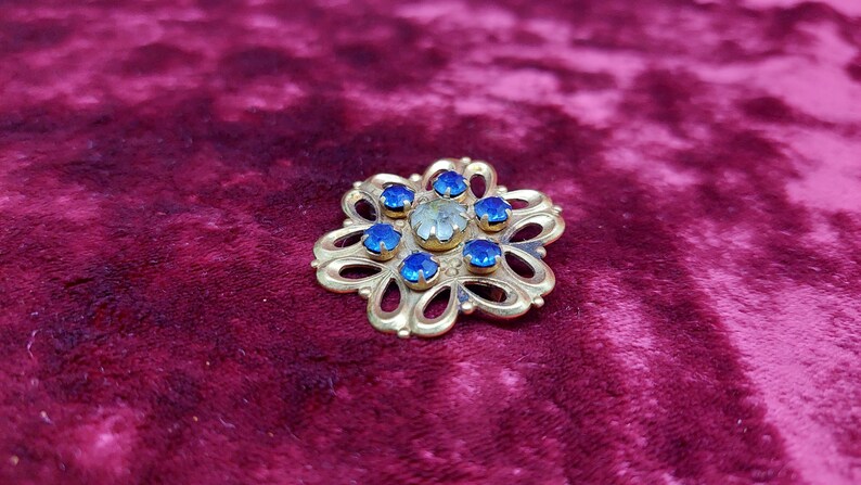 Vintage USSR Gold-Plated Brooch with Stones