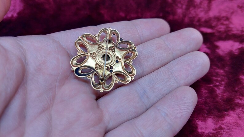 Vintage USSR Gold-Plated Brooch with Stones