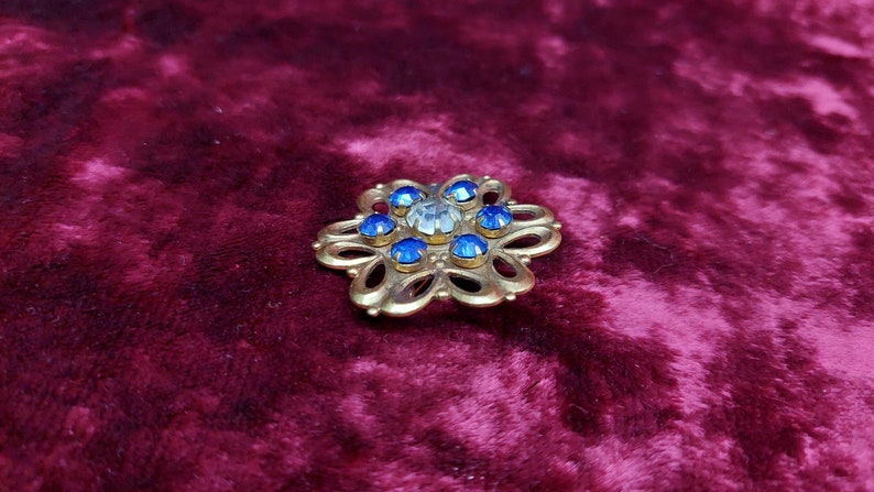 Vintage USSR Gold-Plated Brooch with Stones