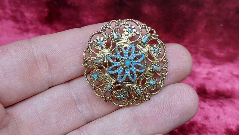 Vintage gilded brooch USSR 1960