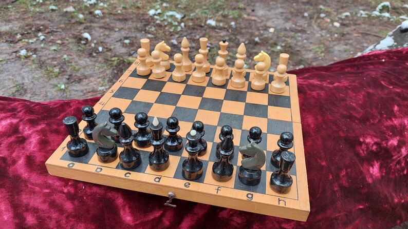 Vintage USSR Russian Soviet wooden chess 30x30 cm