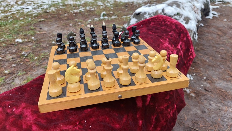 Vintage USSR Russian Soviet wooden chess 30x30 cm