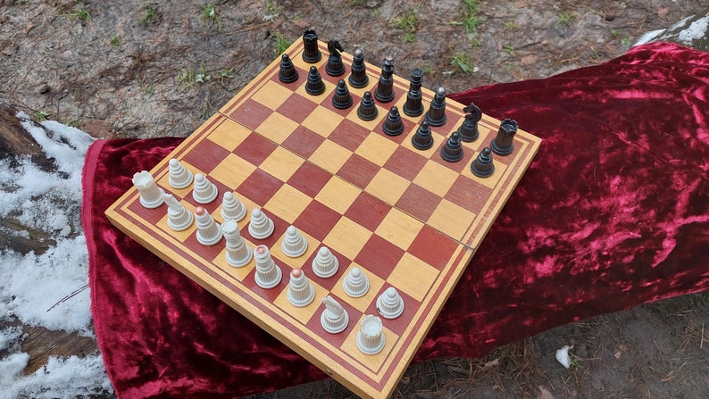 Vintage Soviet chess. Antique carbolite chess. A chess gift for board game lovers. Plastic chess set for the Russian USSR