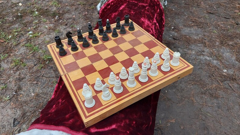 Vintage Soviet chess. Antique carbolite chess. A chess gift for board game lovers. Plastic chess set for the Russian USSR