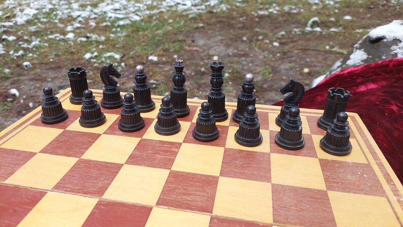 Vintage Soviet chess. Antique carbolite chess. A chess gift for board game lovers. Plastic chess set for the Russian USSR