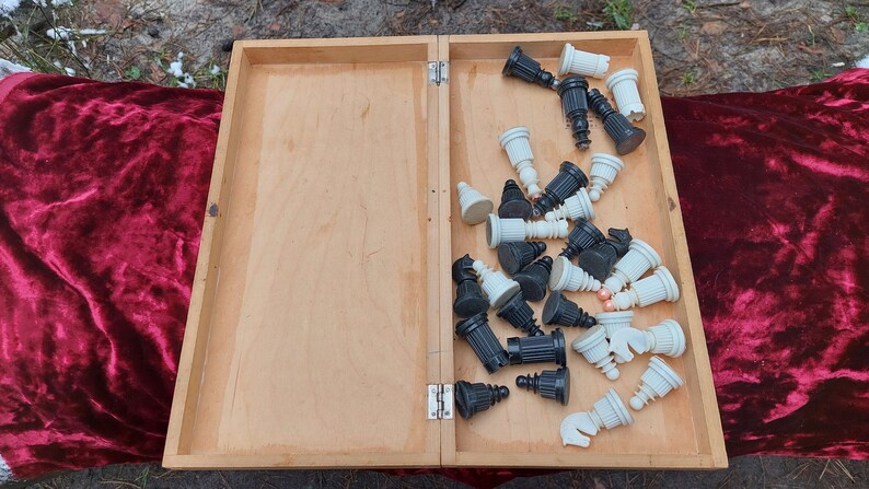 Vintage Soviet chess. Antique carbolite chess. A chess gift for board game lovers. Plastic chess set for the Russian USSR