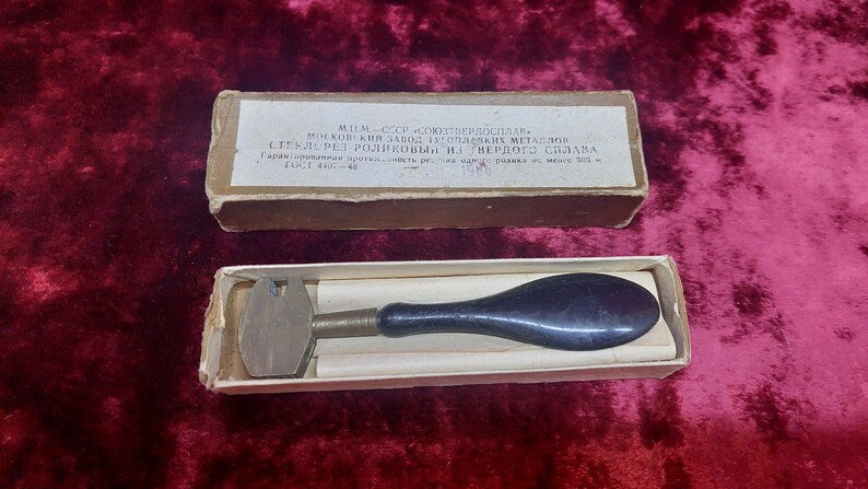 Vintage 1969s Diamond Glass Cutting Glass USSR Russian with original box and manual