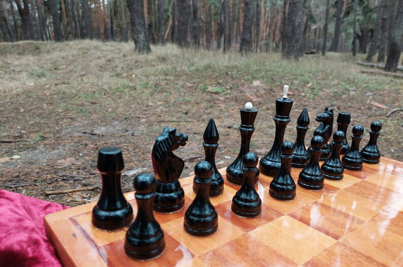 Soviet wooden chess set from the 70s in good condition