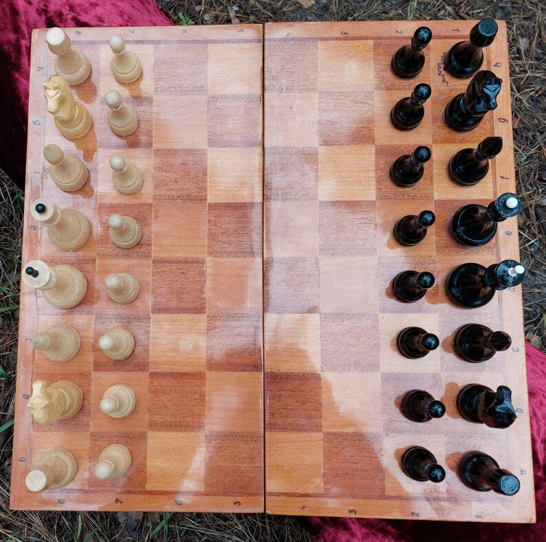 Soviet wooden chess set from the 70s in good condition