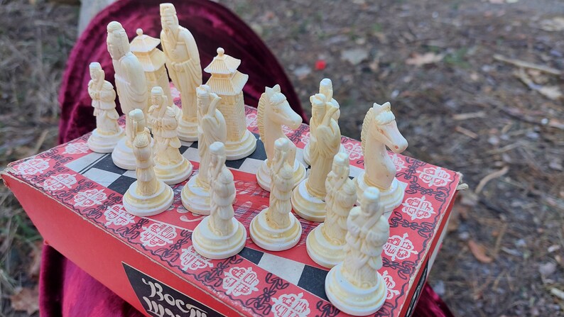 Antique vintage oriental style chess players // Very rare chess set // chess game, outdoor game, vintage chess, gift //