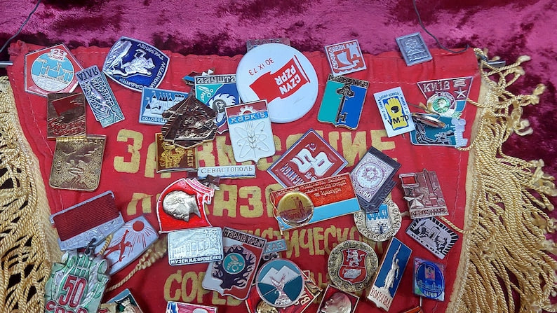 Lot USSR SOVIET Era Enamel Badges Cold War Badges Communism CCCP for Vintage Backpacks Jackets Hats Caps Uniforms