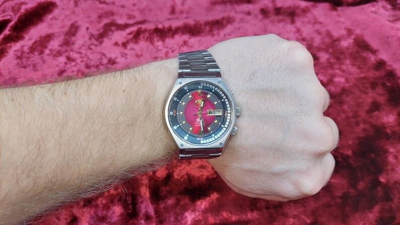 Japanese Watch Orient SK Sea King Crystal KD King Diver Red Dial Watch Served