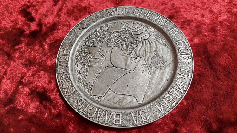 Camping sign ASHTRAY (let's boldly go into battle for the power of the Soviets)