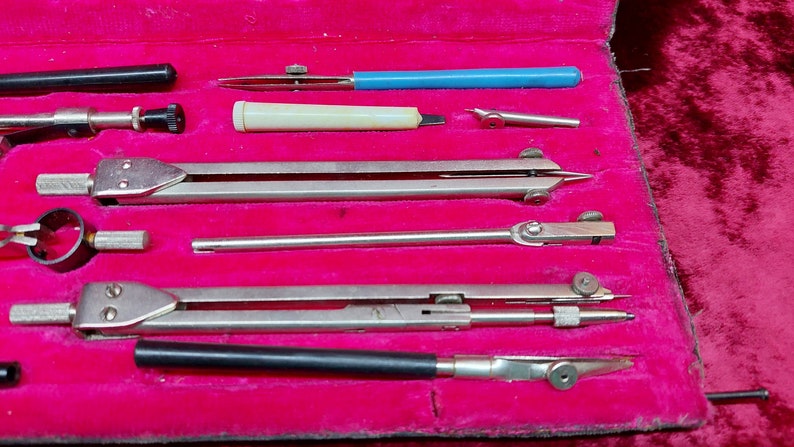 Vintage Compass Set School Supplies Drawing Tool Set Descriptive Geometry Compass Drafting Tools Architect Architect Gift