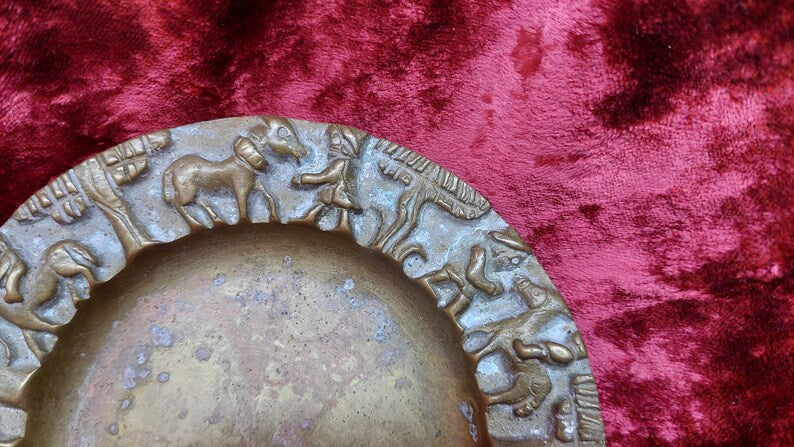 old vintage bronze plate
