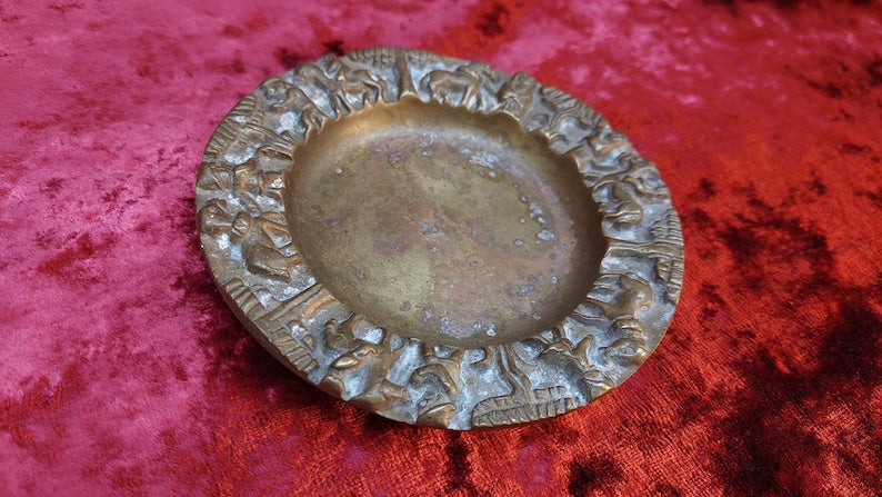 old vintage bronze plate