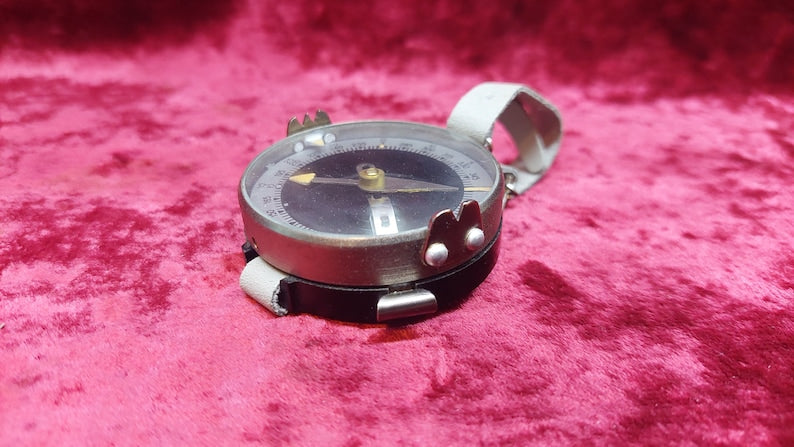 Old vintage wrist compass of the Soviet Army from the 1970s Adrianov