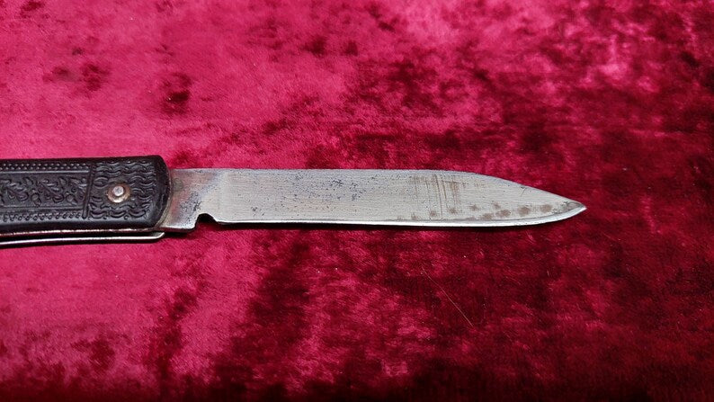 Ukrainian vintage folding knife, USSR folding knife, bottle opener, can opener, produced by the Soviet plant October, tourist knife.