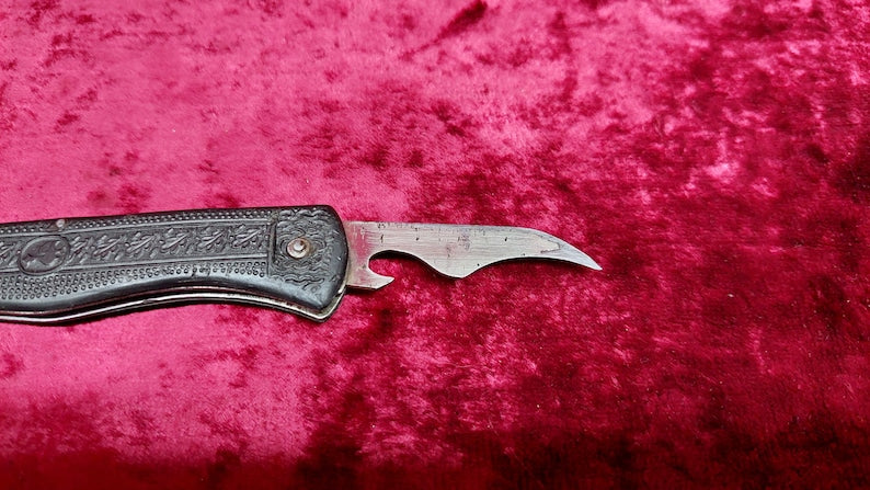 Ukrainian vintage folding knife, USSR folding knife, bottle opener, can opener, produced by the Soviet plant October, tourist knife.