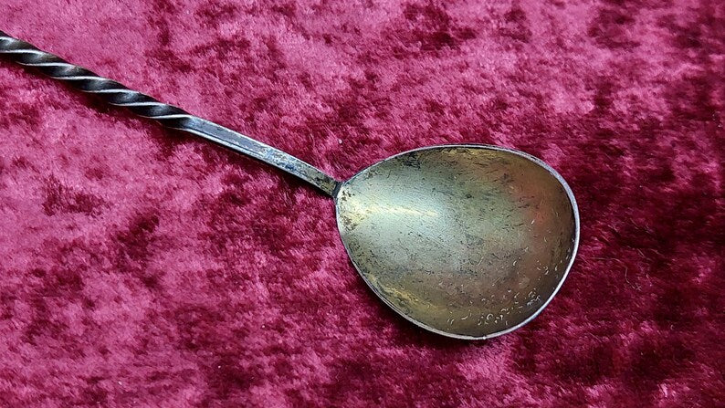 Soviet 916 Silver Gilded Russian Sugar Spoon 21g Twist Handle USSR