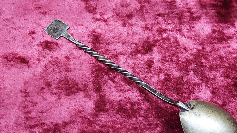 Soviet 916 Silver Gilded Russian Sugar Spoon 21g Twist Handle USSR