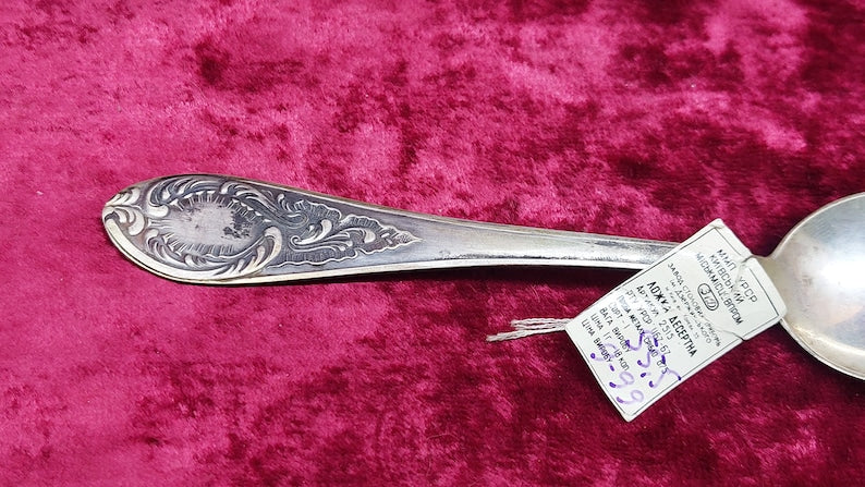 Soviet silver 875 silver gilded Russian tablespoon 55.5 g with USSR store tag. NEW