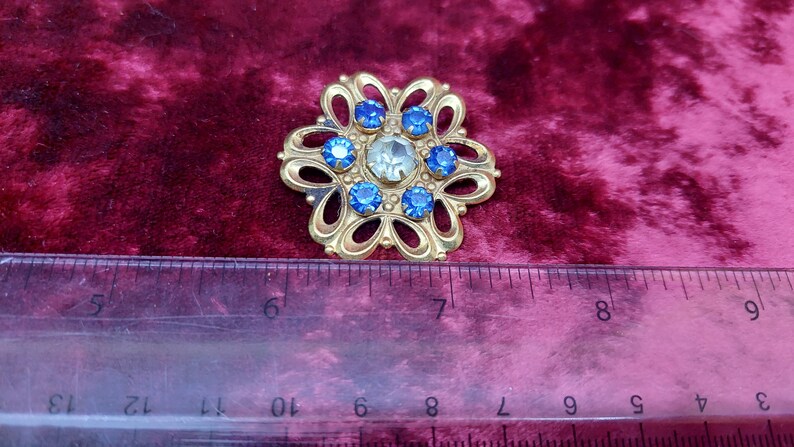 Vintage USSR Gold-Plated Brooch with Stones