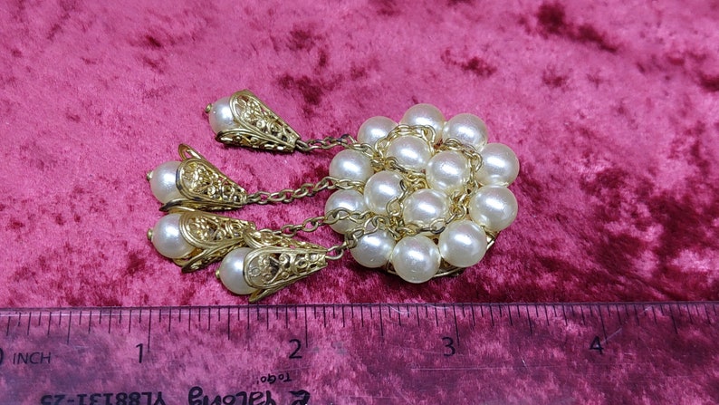 Vintage gilded USSR brooch with beads
