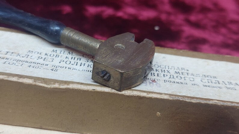Vintage 1969s Diamond Glass Cutting Glass USSR Russian with original box and manual