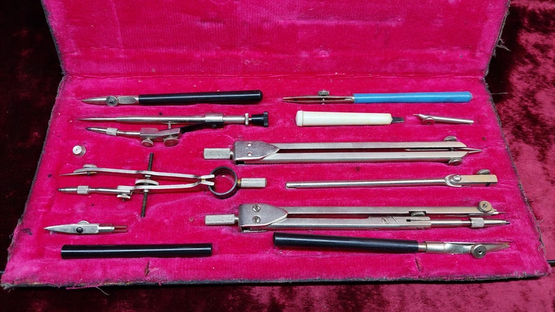 Vintage Compass Set School Supplies Drawing Tool Set Descriptive Geometry Compass Drafting Tools Architect Architect Gift