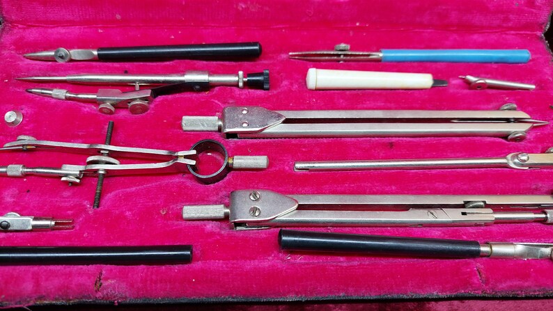 Vintage Compass Set School Supplies Drawing Tool Set Descriptive Geometry Compass Drafting Tools Architect Architect Gift
