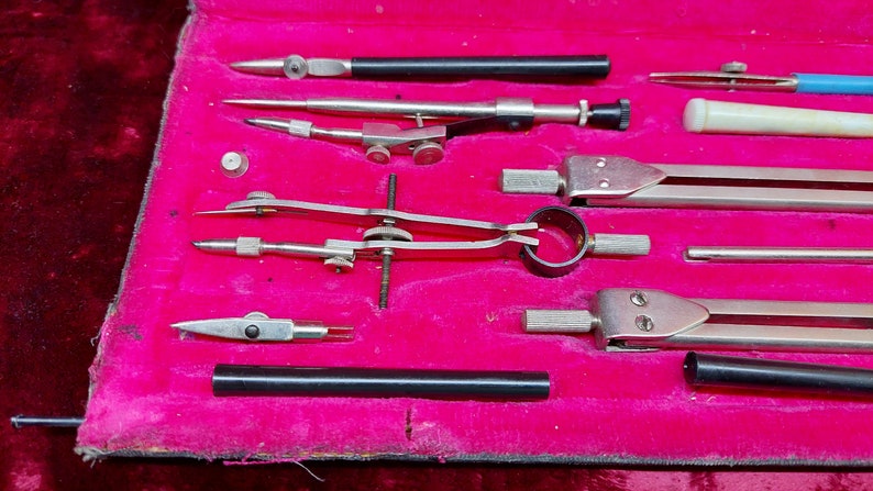 Vintage Compass Set School Supplies Drawing Tool Set Descriptive Geometry Compass Drafting Tools Architect Architect Gift