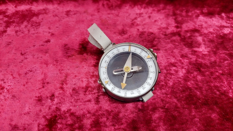 Old vintage wrist compass of the Soviet Army from the 1970s Adrianov