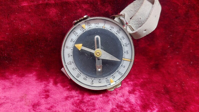 Old vintage wrist compass of the Soviet Army from the 1970s Adrianov