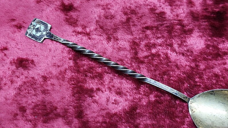Soviet 916 Silver Gilded Russian Sugar Spoon 21g Twist Handle USSR