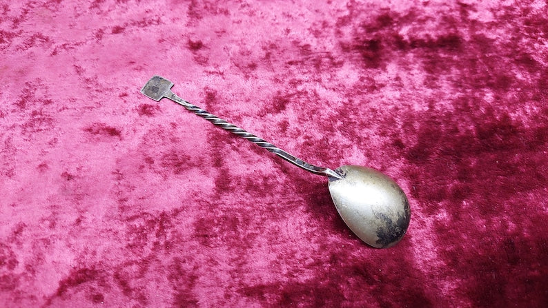 Soviet 916 Silver Gilded Russian Sugar Spoon 21g Twist Handle USSR