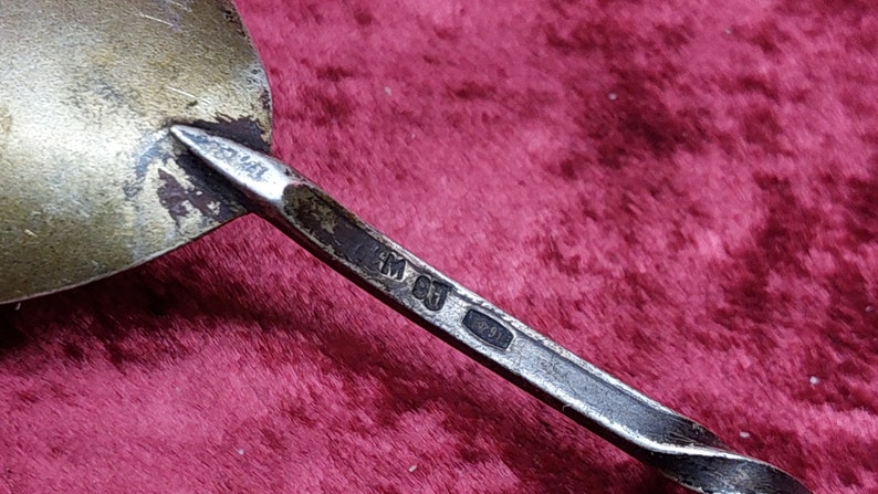 Soviet 916 Silver Gilded Russian Sugar Spoon 21g Twist Handle USSR