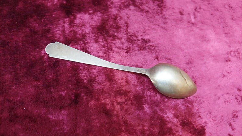Vintage Soviet USSR Floral Enamelled Gold Plated 916 Silver Dessert Spoon. Leningrad jewelry factory.