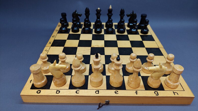 Good Authentic Classic Soviet Wooden Chess Set "KHALTURIN" Russian Vintage USSR Antiques 1970s new condition