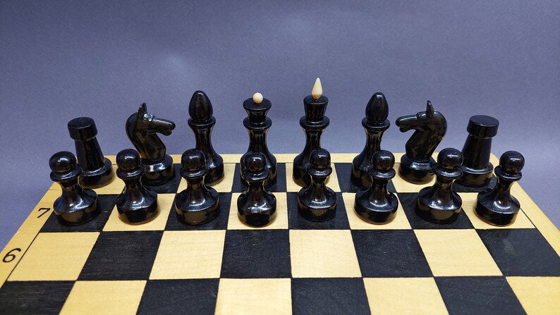 Good Authentic Classic Soviet Wooden Chess Set "KHALTURIN" Russian Vintage USSR Antiques 1970s new condition