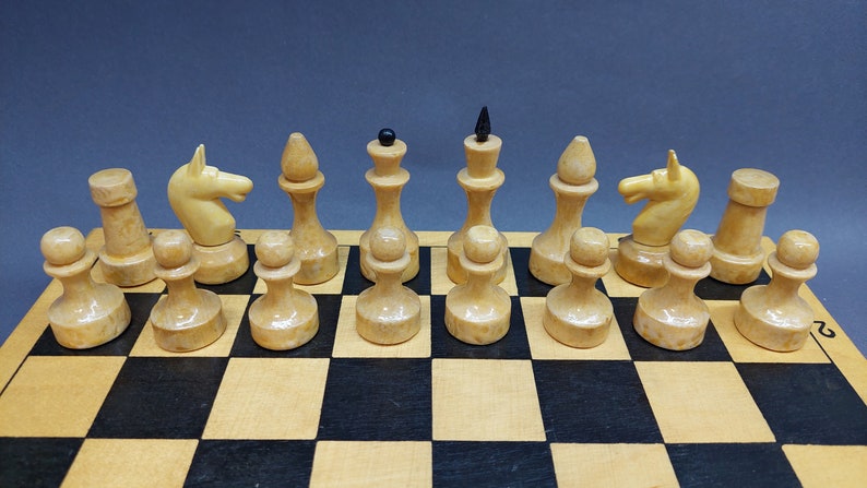Good Authentic Classic Soviet Wooden Chess Set "KHALTURIN" Russian Vintage USSR Antiques 1970s new condition